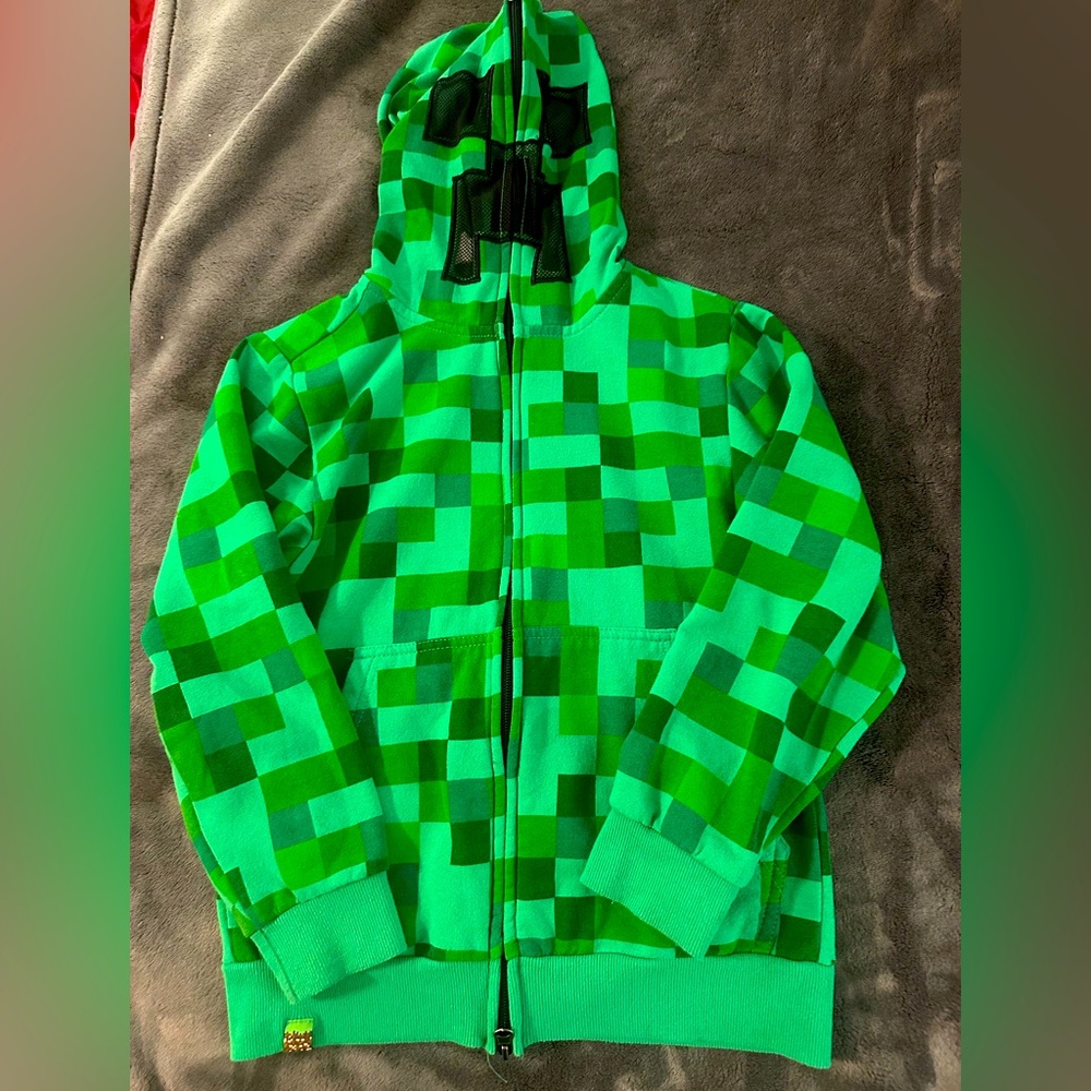Boys Minecraft zip up hoodie with face mask size S